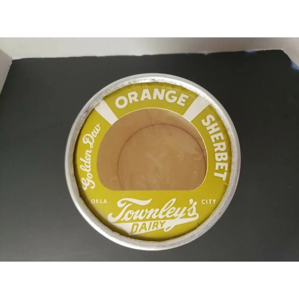 Vintage Townley Dairy Sherbet Ice Cream With Lid Oklahoma City OK Empty NOS U289